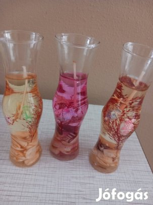 Különböző retro zselés dísz gyertya pohárba