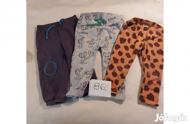 Különböző színű, 86-os méretű 3 db pamut nadrág eladó
