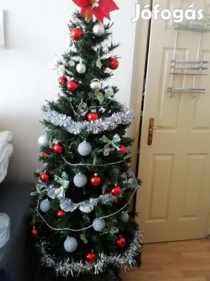 Különleges 2D-s sűrű, feldíszített,elegáns karácsonyfa, műfenyő 170 cm