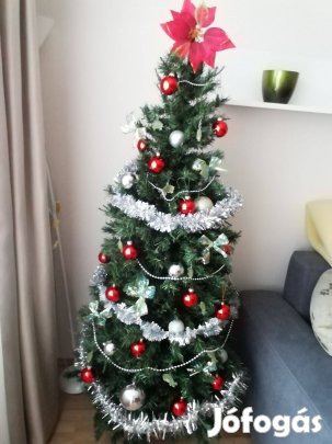 Különleges 2D-s sűrű, feldíszített,elegáns karácsonyfa, műfenyő 170 cm