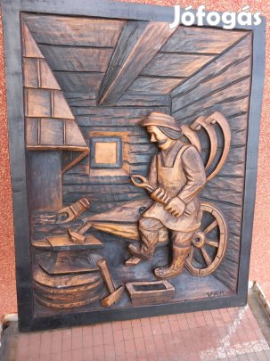 Különleges 3D faragott kép 30x40cm kovácsműhely