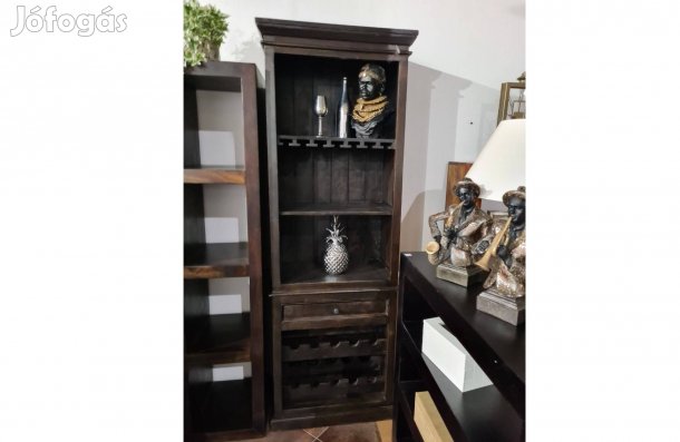 Különleges bortartó szekrény indiai akácból , fiókkal