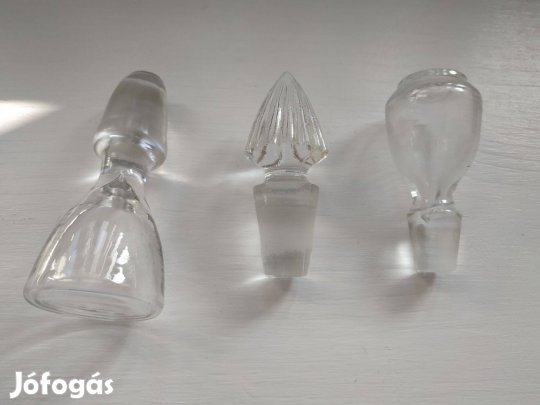 Különleges formájú, csiszolt üvegdugó, többféle (3 darab)