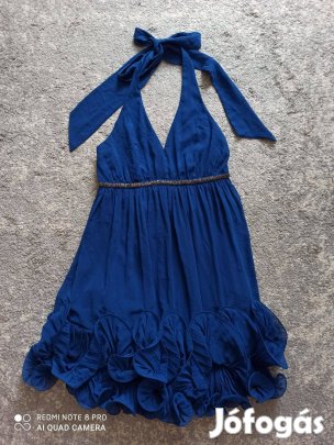 Különleges kobaltkék muszlin alkalmi ruha alul merevített M-es