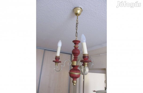 Különleges kovácsoltvas - fa - gyertyás lámpa