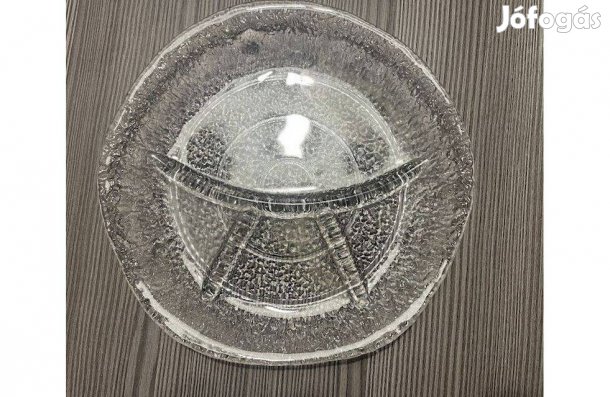 Különleges osztott Jégüveg Kínáló Sós / Süteményes Tál 25 cm