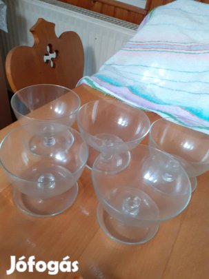 Különleges peremes talpas üvegpohár készlet 5db