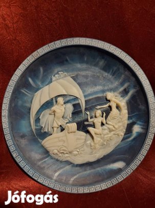 Különleges ritkaság Cameo kő dísztányér "Odüsszeusz utazása" !