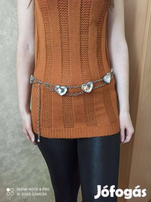 Különleges szíves, szivecskés fém kövekkel díszített öv