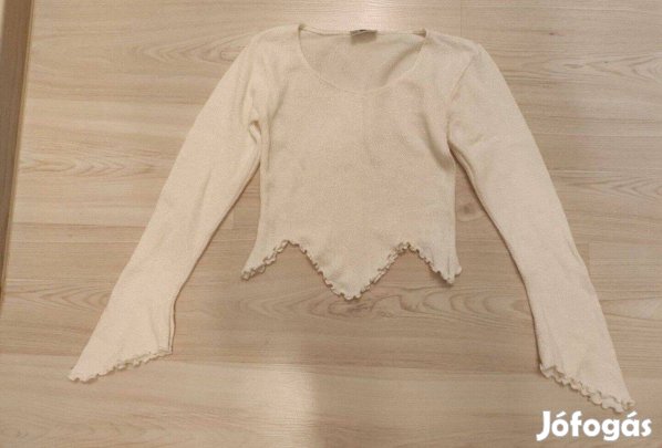 Különleges tölcsérujjú női felső póló, elegáns pulóver felsőrész S-es