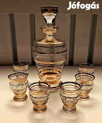 Különleges vintázs cseh, meseszép, elegáns, röviditalos készlet