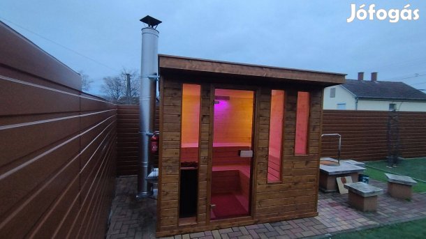 Kültéri Fatüzeléses Finn szauna Akció! 250x200cm-es, 4-6 személyes!