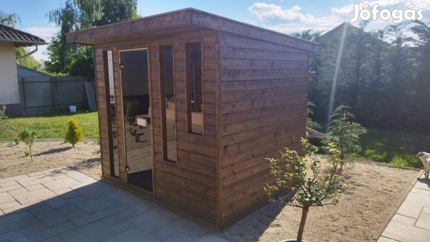 Kültéri Finn szauna kabin Akció! 250x200cm-es, 4-6 személyes!