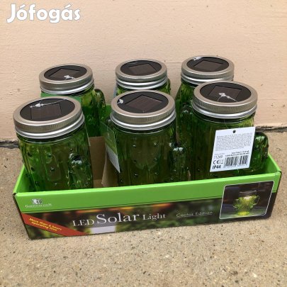 Kültéri Szolár napelemes üveg 6 db kaktusz 145x70 mm szolár LED lámpa