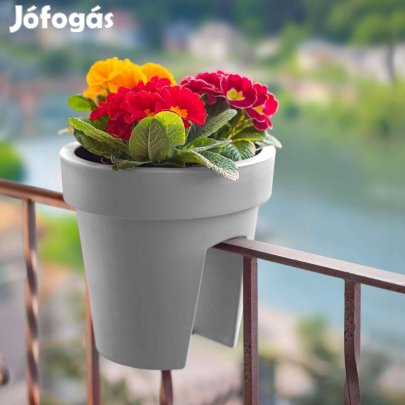 Kültéri Szürke 1 db kerítés balkon korlát virágcserép virágtartó kaspó