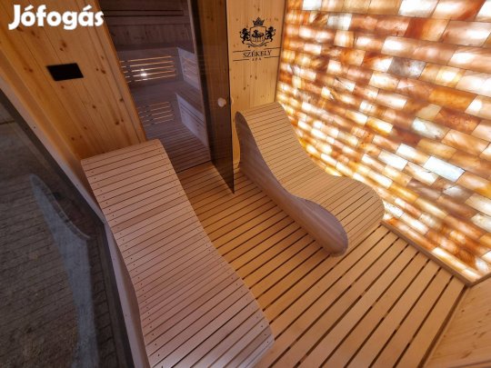 Kültéri prémium szigetelt szauna só falas relaxációs térrel