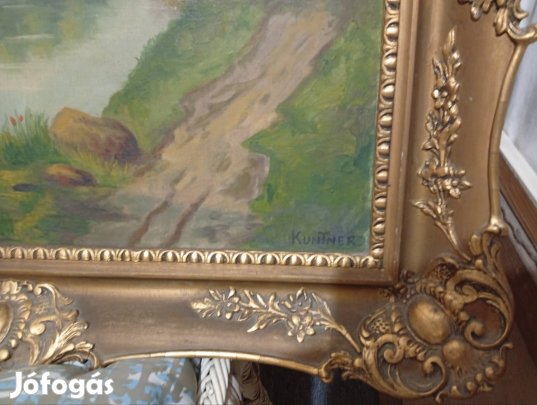 Kuntner festmeny blondel keretben 48x58 cm.