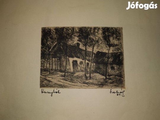 Kunyhók c. tusrajz/rézkarc