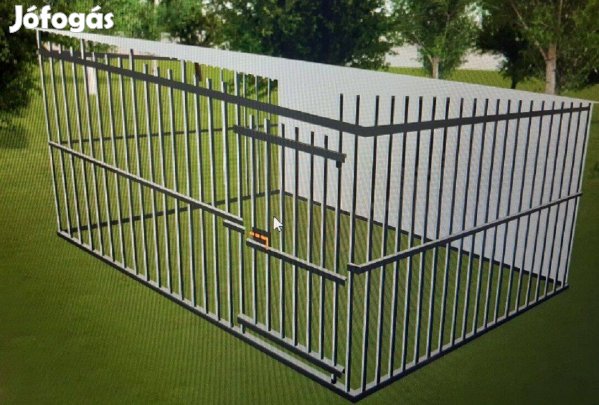 Kutyakennel KL Tervezhető 4x3m/20x20 fekete, hátfal lefedéssel, ingyen