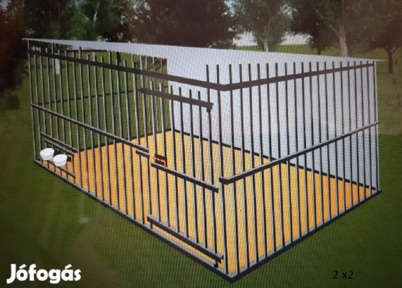 Kutyakennel KL Tervezhető, 2x2 m, DF fekete hegesztett/20 zárszelvényb