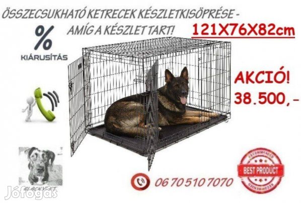 Kutyaketrec szobakennel összecsukható2XL121x76x82 Országos Szálláítás!