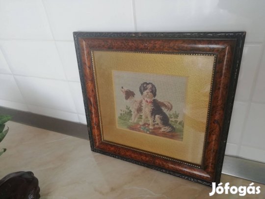 Kutyás Goblein jelzet készítő 1930-as évekből szép kerettel ritka