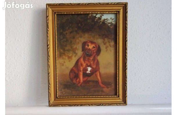 Kutyás festmény 23x17,5 cm Újpest központ közelében