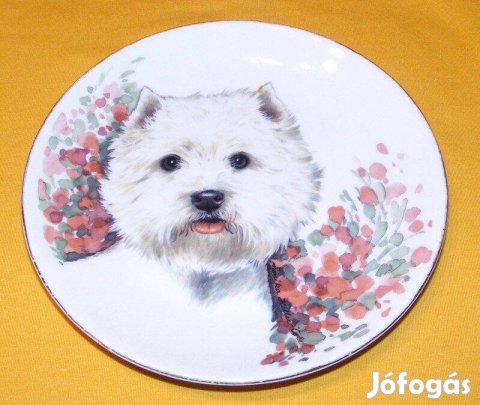 Kutyás porcelán falitányér