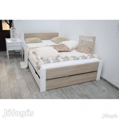 LEA 90X200 festett fenyő/sonoma MDf ágykeret Ajándék ágyráccsal,Új ágy