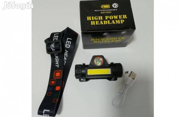 LED Fejlámpa 2 ledes cob led Nagy fényerő tölthető saját akku
