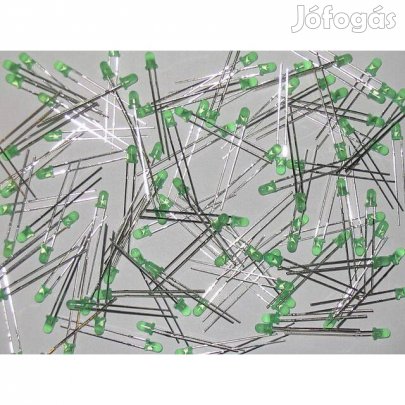 LED - 100db Zöld LED, átmérő: 3mm (_)