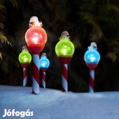 LED-es Napelemes szolár lámpa - mikulás üveggömb kristály 42x7,5cm