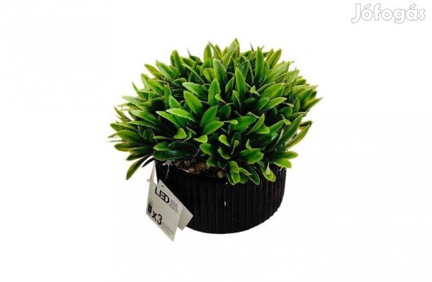 LED-es bordázott cserép művirággal 16x15 cm, hangulatos otthoni deko