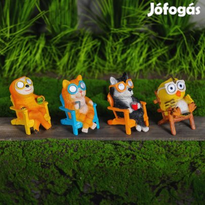 LED-es szolár állatfigurák - 4 féle - 2 x melegfehér LED - 15 cm