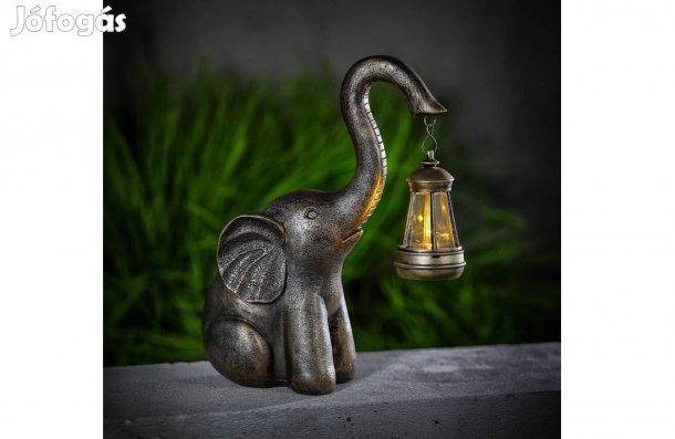 LED-es szolár lámpa - elefánt - melegfehér - műanyag - 30,5 x 12 x 24