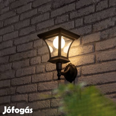 LED-es szolár lámpa - fali - 21 x 21 cm - 8 LED - fekete - melegfehér