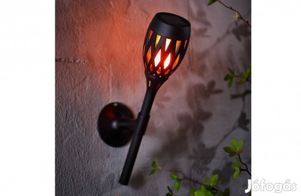 LED-es szolár lámpa - leszúrható / fali / szabadonálló - lángeffekt -