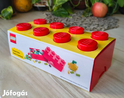 LEGO tároló doboz piros 10x20 cm Új