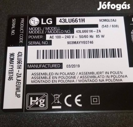 LG 43LU661H LED LJ8 tv panelek 6870C-0532A