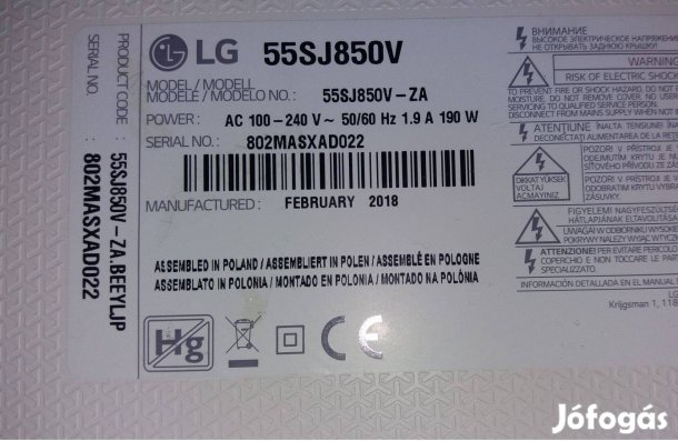 LG 55SJ850V LED tv Superuhd Komplett háttér világítás eladó