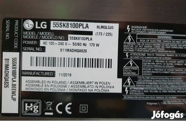 LG 55SK8100PLA LED tv tápegység panel eladó,main elkelt