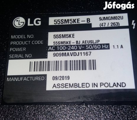 LG 55SM5KE LED tv monitor panelek alkatrésznek! 6870C-0532B