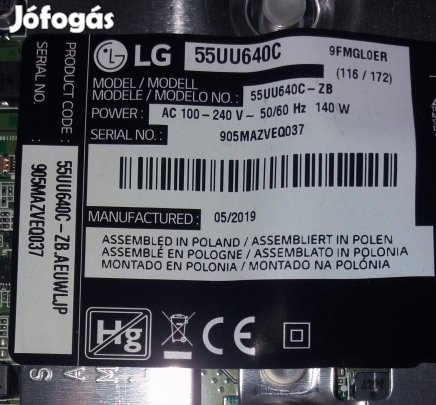 LG 55UU640C LED LCD tv panelek törött készülékből alkatrésznek UL8
