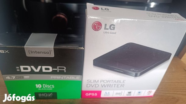 LG külső dvd -cd iró lejatszó +8db üres dvd lemez