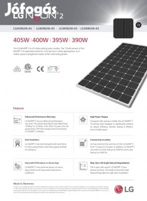 LG neon 2 bifacial 390W napelem panel