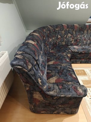 L Alakú plüss ülőgarnitúra, ágyneműtartós,ággyá alakítható!