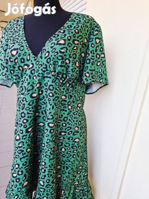 L/XL-es zöld mintás elegáns női ruha