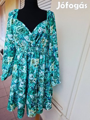 L/XL-es zöld mintás elegáns női ruha