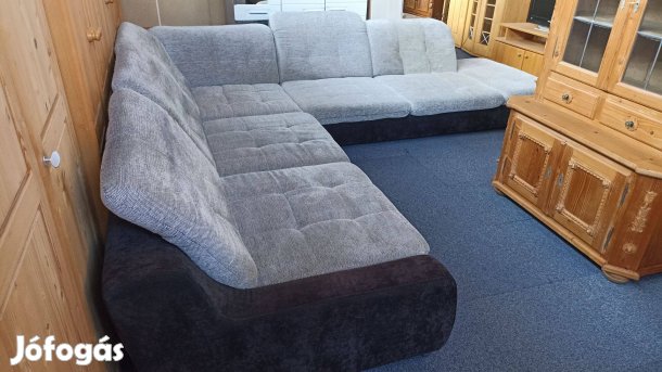 L alakú, szürke kárpitozott kanapé eladó