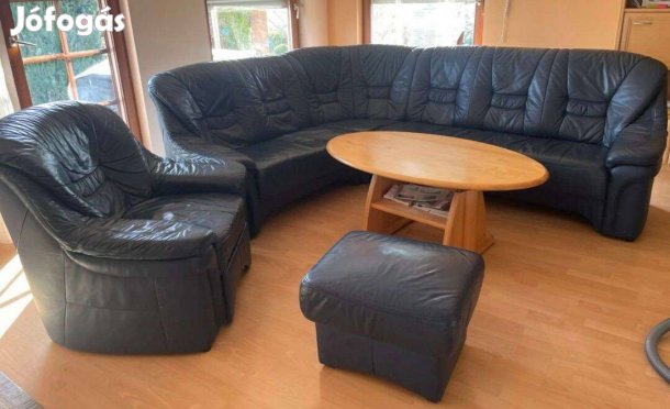 L-alakú bőr kanapé szett